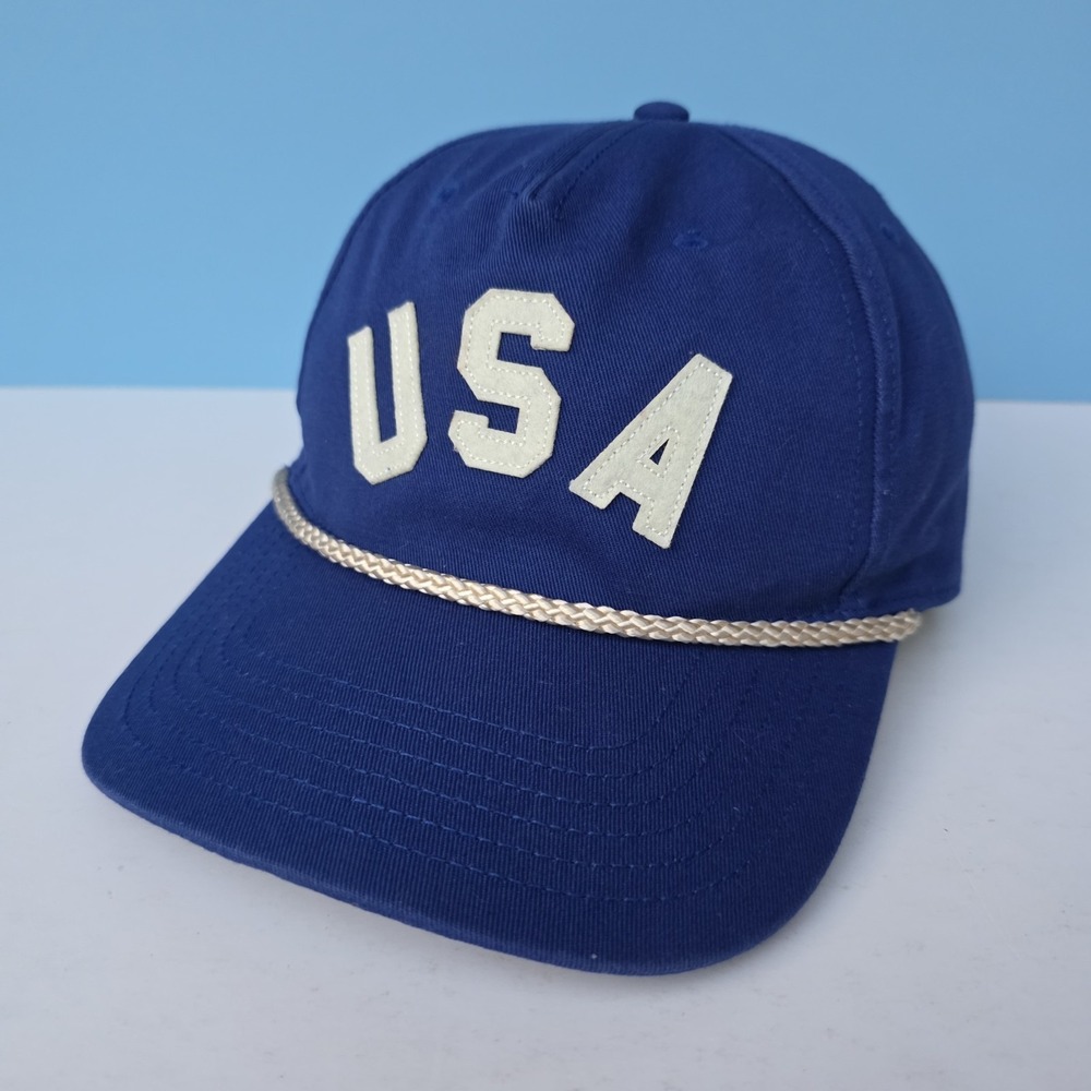 Mighty Fine Hat Cap Snapback Blue USA Felt‎ VTG Style Rope Hat Dad Grandpa